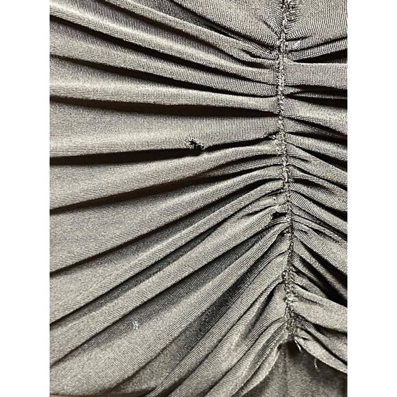 Helsa Josephine Long Sleeve Ruched Slinky Jersey Black Maxi Dress Size Medium - Picture 6 of 9